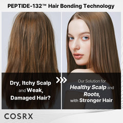 COSRX Peptide-132 Bonding Cheveux : résultat avant-après sur les liaisons capillaires.
