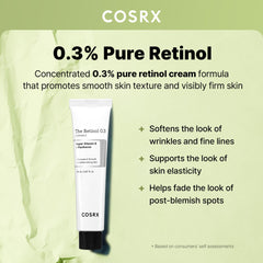 COSRX Retinol 0,3% Crème avec emballage élégant pour la routine.