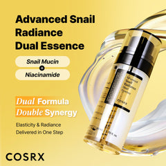 COSRX Snail Mucin 74% + Niacinamide, textures doubles visibles pour hydratation légère et efficace