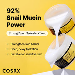 Texture gel légère du COSRX Snail Mucin 92% crème pour absorption rapide.