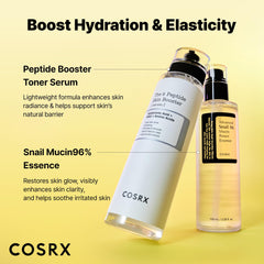 COSRX Snail Mucin 96% Peptide Booster Set – essence réparatrice pour peau revitalisée.