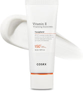 COSRX Vitamin E SPF50 : bouteille élégante offrant une protection solaire quotidienne légère.
