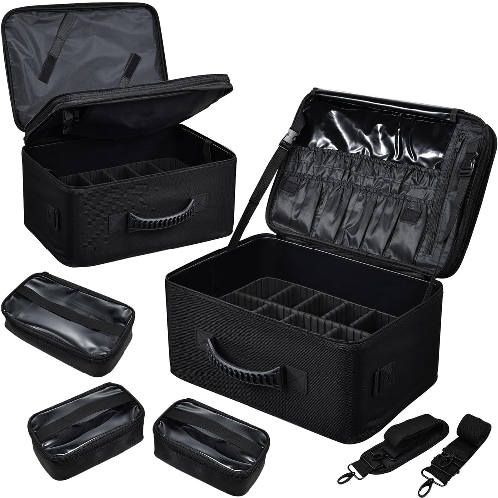 Costravio grand sac maquillage double couche pour organiser palettes volumineuses