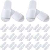 Chaussons jetables Coume à bout ouvert, blanc et confortables.