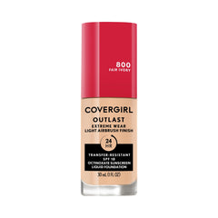 Fond de teint Covergirl Outlast Extreme Wear en bouteille, teinte Ivory clair, longue tenue.