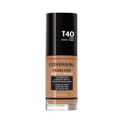 Covergirl TruBlend Matte Made fond de teint sur bouteille, finition mate durable.