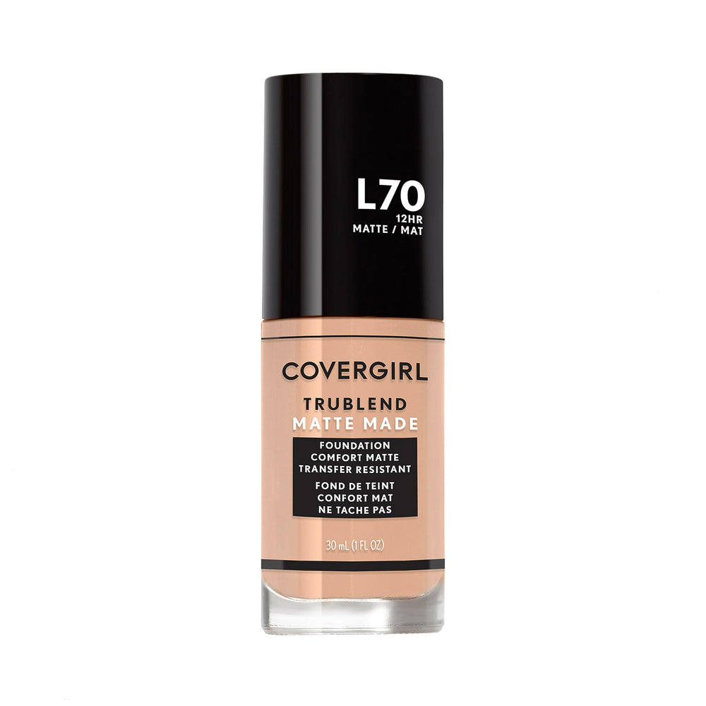 COVERGIRL TruBlend Matte Made, bouteille du fond de teint pour une application homogène et précise.