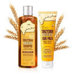 CRAZY SKIN – Bouteille de shampooing à la bière, démarrage nourrissant pour les cheveux.