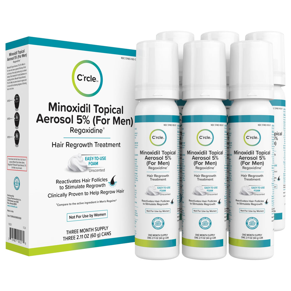 C'rcle Minoxidil Homme Mousse 5% emballage compact et pratique.