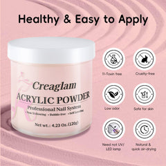 Creaglam Poudre Acrylique, application sans lampe, travail fluide et rapide