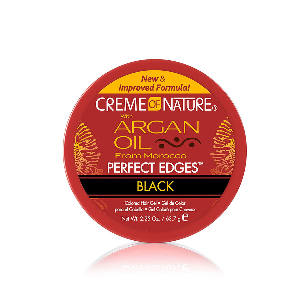Creme of Nature Perfect Edges Noir : bouteille prête à l’emploi pour une tenue longue durée et un fini brillant.