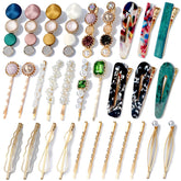 Cridoz barrettes en résine acrylique avec perles, style chic pour bangs.