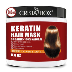 CRISTALBOX Masque Keratine, bouteille 250 g, hydratation intense pour cheveux secs et abîmés.