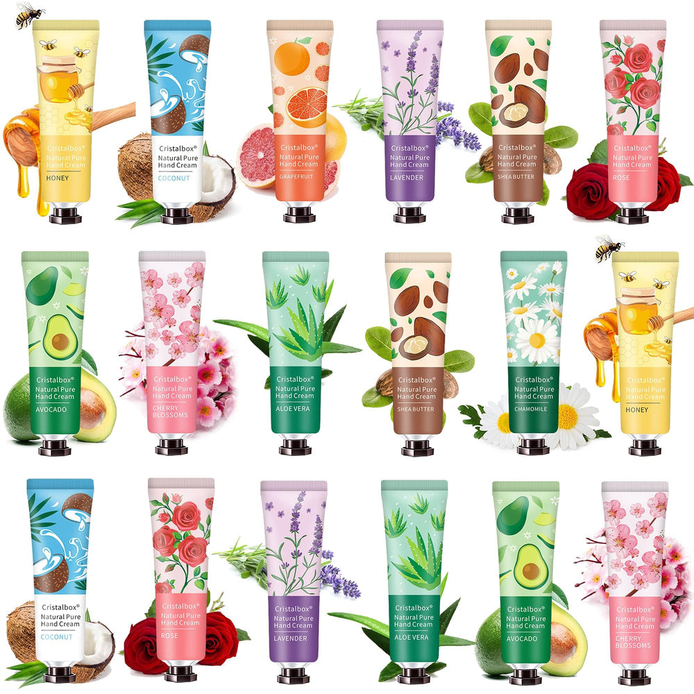 CRISTALBOX coffret 18 crèmes mains – ensemble cadeau prêt à offrir pour femmes.