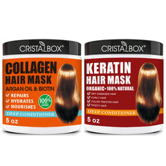 CRISTALBOX Masque Keratine – bouteille prête à nourrir cheveux secs et cassants.