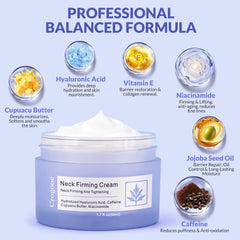 Crogooe Neck Firming Cream ingredients-caffeine-hyaluronic support elasticity and moisture.