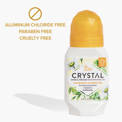 Camomille et thé vert du déodorant minéral Crystal Essence apportant douceur.