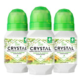 Crystal Essence déodorant minéral roll-on vanille jasmin, lot triple pratique.