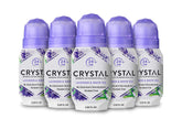 Crystal Essence déodorant roll-on lavande-thé blanc, bouteille prête à l'emploi pour une fraîcheur durable.