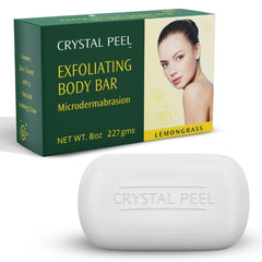 Crystal Peel barre exfoliante citronnelle, peau douce et éclatante après utilisation.