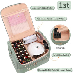 Intérieur du CUBETASTIC vert avec 21 emplacements pour vernis et rangement clair