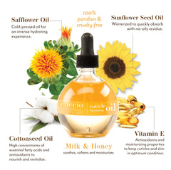 Cuccio Naturale Huile Cuticule Lait Miel Flacon – parfum doux et soin quotidien.