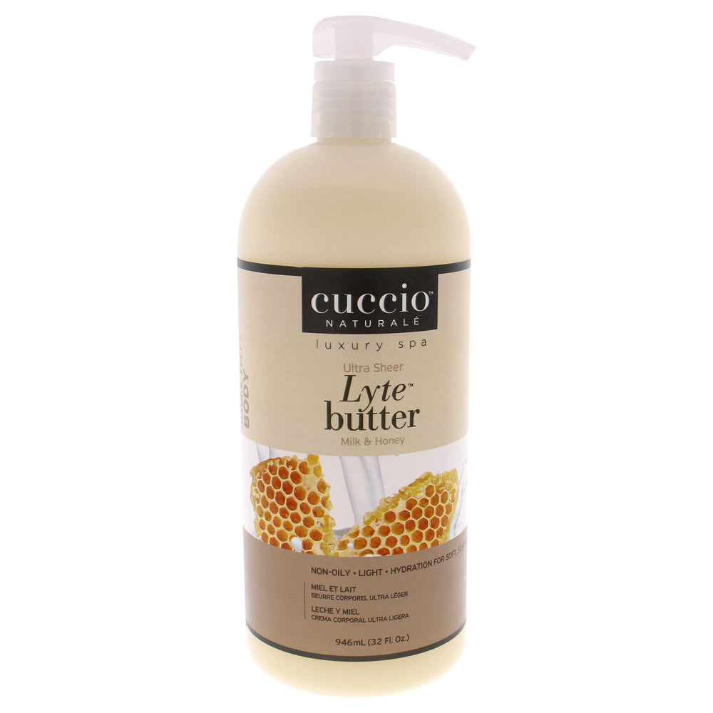 Cuccio Naturale Lyte Beurre Corps Ultra-Sheer, hydratation légère sans résidu gras.