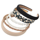 Cuizhiyu bandeau antidérapant fleurs noir et blanc, maintien sûr toute la journée.