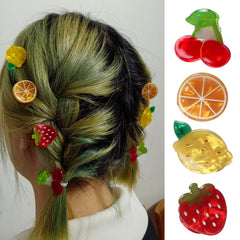 Cuizhiyu clip fruits citron mini, éclat estival pour cheveux courts.