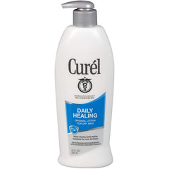 Curel Daily Healing Moisture Lotion bottle delivering long-lasting hydration.