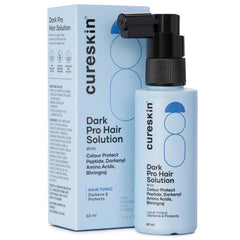 Sérum Cureskin: bouteille; montre des nuances plus foncées et naturelles pour les cheveux gris.