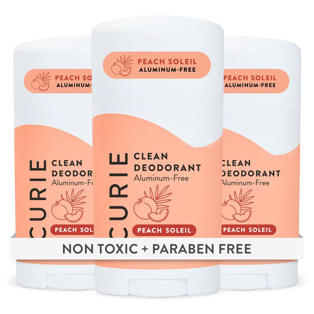 Curie Peach Soleil emballage élégant et durable pour une routine éthique.