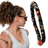 Curlfriend Collective Midnight Blooms Bandeau en soie 100% Mulberry, douceur pour cheveux bouclés.