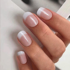 CurvLife apricot French short square nails for quick at-home salon-quality manicure
