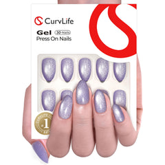Curvlife kit ongles en gel mou violet œil-de-chat, prêt pour une manucure rapide.
