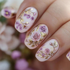 CurvLife kit ongles prêts-à-poser, design fleuri, manucure rapide et durable.