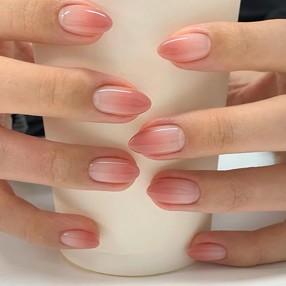 Curvlife ongues à poser abricot dégradé, tenue durable pour usage quotidien.