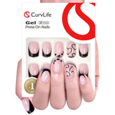 Ongles Curvlife adhésifs au design abricot pour un look rapide et durable.