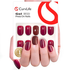 Curvlife ongles nude brillant avec autocollants, pose rapide