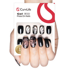 CurvLife ongles press-on forme court carré pour application rapide et ajustement précis