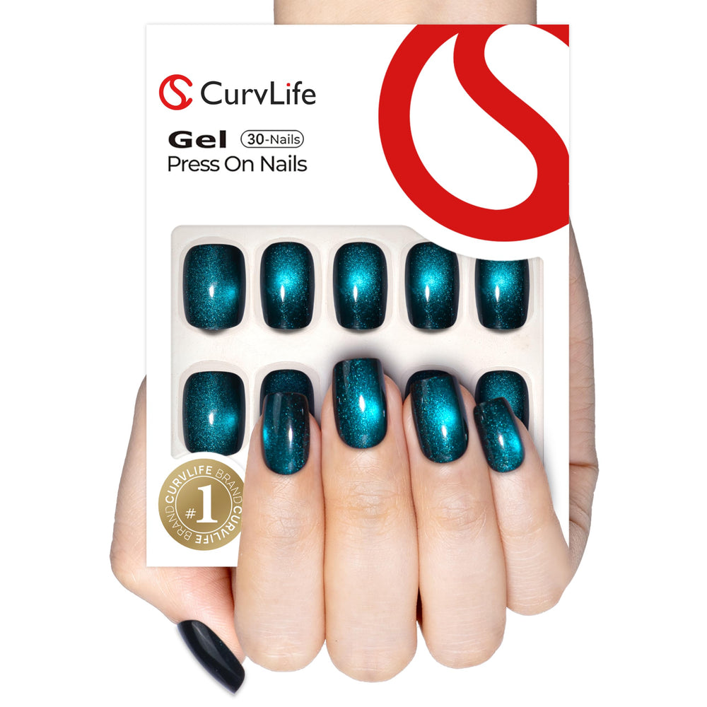 Curvlife onglets presse oeil-de-chat en gel doux pour une tenue durable au quotidien.