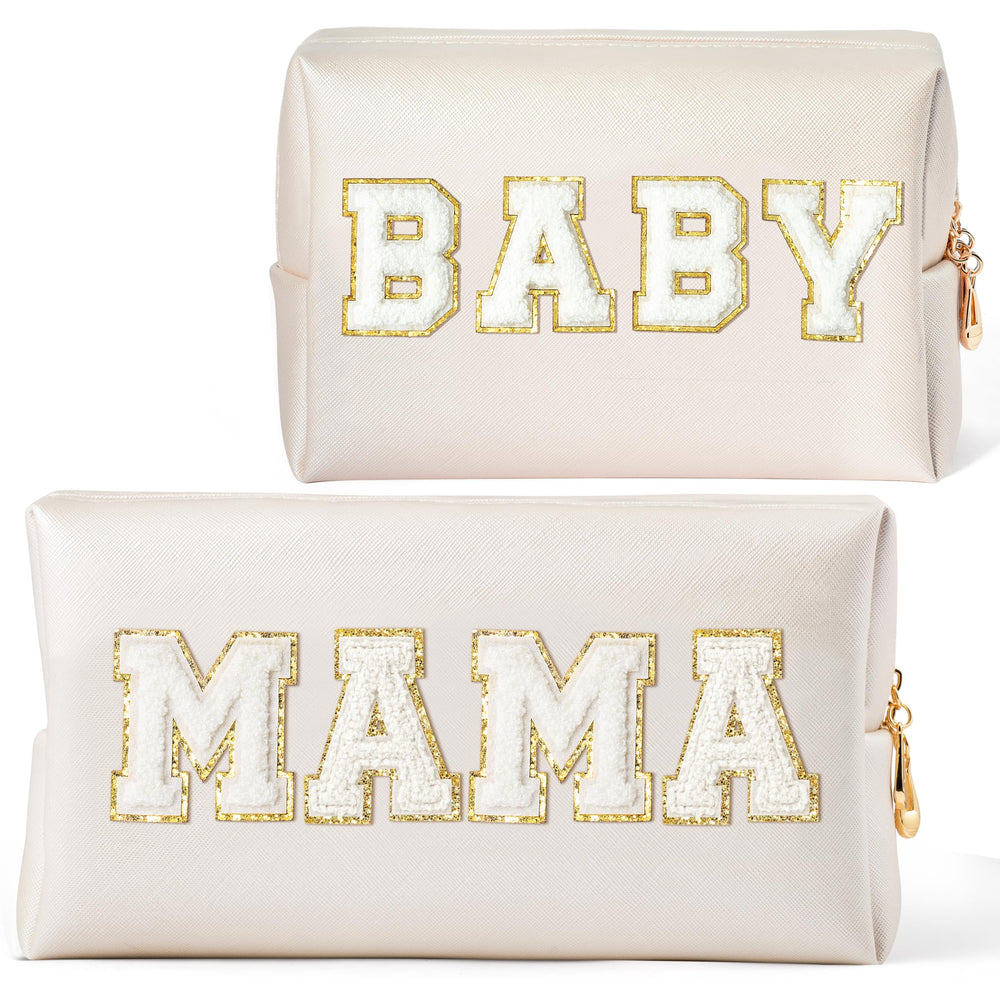 CY2SIDE sac MAMA Bebe chenille blanc, design élégant pour maquillage en voyage.
