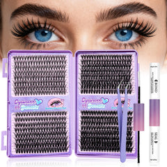 CyanoooGenesis Lash Clusters Kit: 640 clusters 9–16 mm pour un rendu naturel.