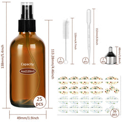 CycleMore lot de 25 bouteilles ambré 4oz, parfaites pour voyage et organisation.