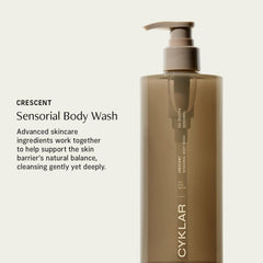 CYKLAR Sensorial Body Wash: mousse soyeuse, texture luxueuse pour peau nourrie.