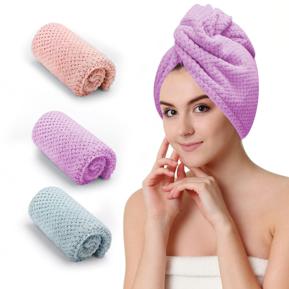 CZZXI serviette microfibre violet, absorption rapide pour cheveux