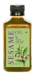 DAANA sesame oil bottle front view, showcasing organic, cold-pressed nourishment for radiant skin