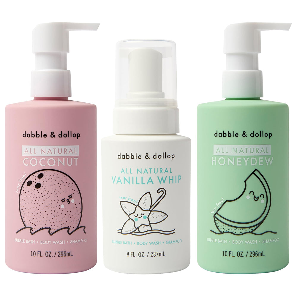 Dabble et Dollop lot plage bulle bain: parfum estival et moment ludique pour les enfants.