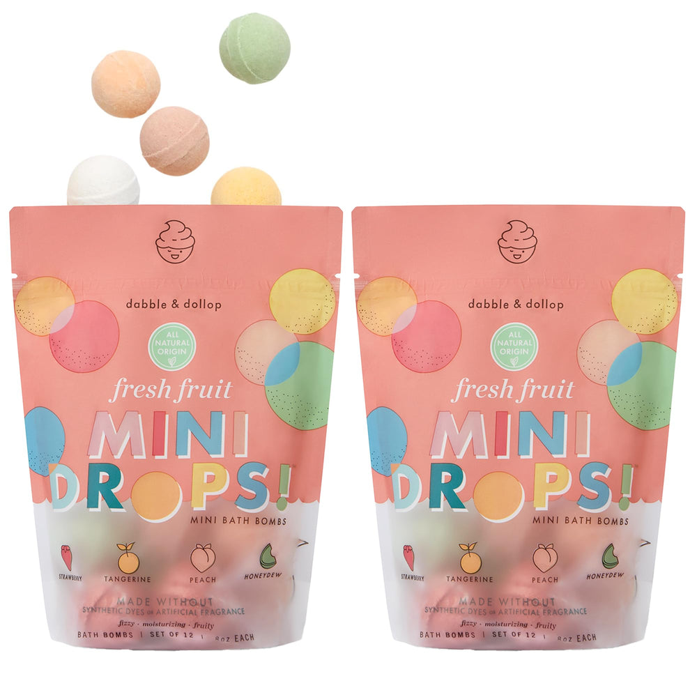 Bombes de bain mini Dabble & Dollop emballage refermable pratique pour le rangement.