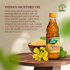 Dabur Kachi Ghani Moutarde - huile idéale pour massage corporel et détente